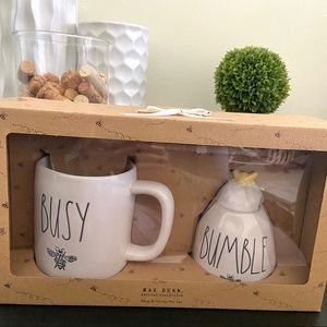 Rae Dunn BUSY BEE Mug & BUMBLE BEE Honey Pot Set